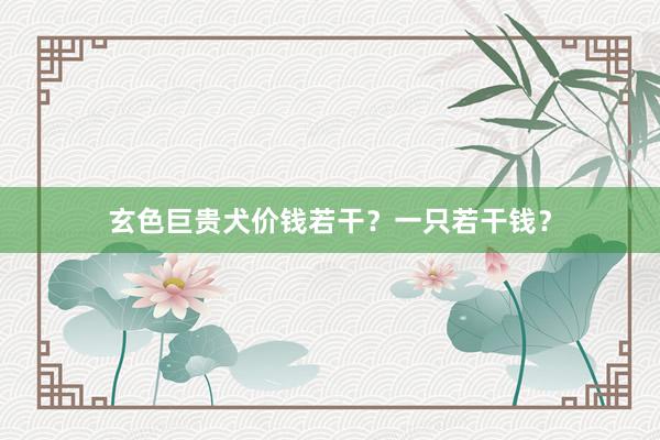 玄色巨贵犬价钱若干？一只若干钱？